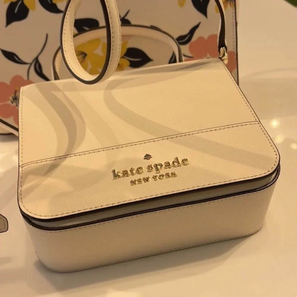 Kate Spade Staci Square Crossbody Saffiano Leather Parchment - Picture 12 of 16